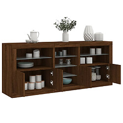 vidaXL Buffet avec lumières LED chêne marron 181,5x37x67 cm