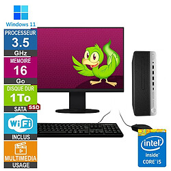 PC HP 600 G4 SFF i5-8500T 3.50GHz 16Go/1To SSD Wifi W11 + Ecran 20 - Reconditionné