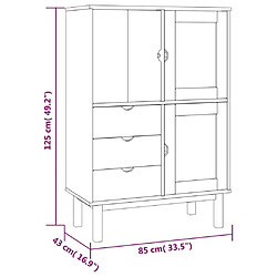 vidaXL Buffet haut OTTA marron et blanc 85x43x125 cm bois massif pin pas cher