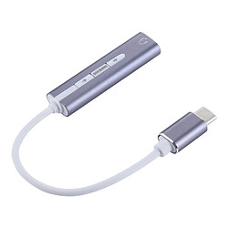 Wewoo Carte Son USB gris Aluminium Shell 3.5mm Jack USB-C externe / Type-C HIFI Magic Voice 7.1 adaptateur de convertisseur de canal lecteur libre