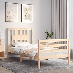 Avis Maison Chic Cadre/structure de lit avec tête de lit pour adulte - Lit Moderne Chambre simple bois massif -MN48483