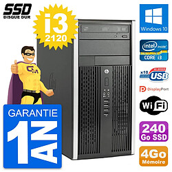 PC Tour HP Compaq Pro 6300 CMT Intel i3-2120 RAM 4Go SSD 240Go Windows 10 Wifi - Occasion