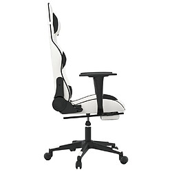 Avis vidaXL Chaise de jeu avec repose-pied Blanc et noir Similicuir