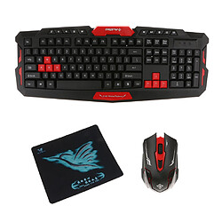 clavier et souris de jeu sans fil pour pc avec tapis de souris noir et rouge jeu de souris et clavier sans fil