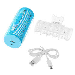 Usb rechargeable double rouleau de rouleaux de cheveux clip clip salon salon bleu