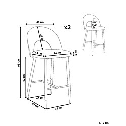 Avis Beliani Tabouret de bar Set de 2 Velours Noir blanc FALTON