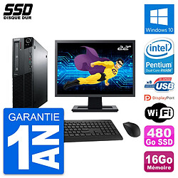 PC Lenovo M81 SFF Ecran 22" Intel G630 RAM 16Go SSD 480Go Windows 10 Wifi · Occasion 