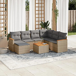 vidaXL Salon de jardin avec coussins 8 pcs beige résine tressée 