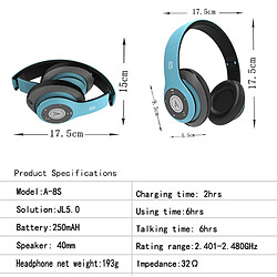 GUPBOO Casque sans fil, casque stéréo sans fil pliable Hi-Fi, casque avec micro intégré, casque de jeu SD/TF