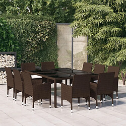 Salle à dîner de jardin 11 pcs,Table et chaise à manger Résine tressée Marron -MN37701