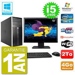 PC HP 6300 MT Ecran 19" Core i5-2400 RAM 4Go Disque 2To Graveur DVD Wifi W7 · Occasion 