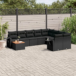 Maison Chic Salon de jardin 10 pcs avec coussins, Ensemble Tables et chaises d'extérieur noir résine tressée -GKD776703