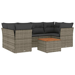 vidaXL Salon de jardin avec coussins 7 pcs gris résine tressée