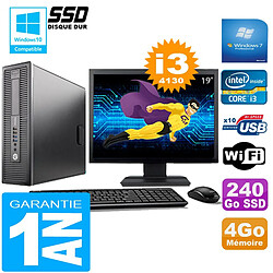 PC HP EliteDesk 800 G1 SFF Core I3-4130 4Go Disque 240 Go SSD Wifi W7 Ecran 19" · Occasion 