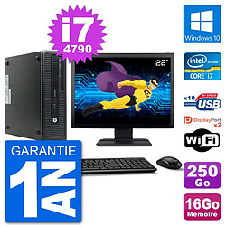 PC HP 800 G1 Ecran 22" Core i7-4790 RAM 16Go Disque 250Go Windows 10 Wifi · Occasion 