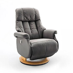 Mes Fauteuil de relaxation par pression en cuir gris et naturel - LUMOS 