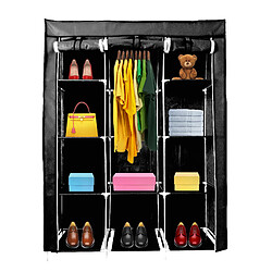 Armoire Dressing en Tissu avec Portes Zippées Nyana Home Mesures 170x130x45 cm Noir