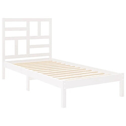 Avis vidaXL Cadre de lit Blanc Bois massif 75x190 cm Petit simple