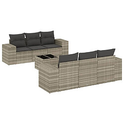 vidaXL Salon de jardin avec coussins 7 pcs gris clair résine tressée