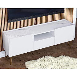 Bestmobilier Cali - meuble TV - effet marbre - 144 cm