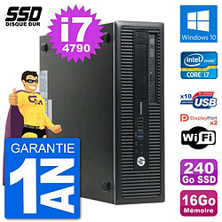 PC HP EliteDesk 800 G1 Core i7-4790 RAM 16Go SSD 240Go Windows 10 Wifi - Occasion