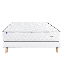 LUXURY LITERIE Ensemble matelas Iris 90x190 cm + sommier blanc ep 13cm pas cher