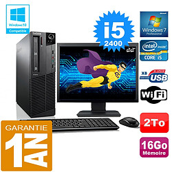 PC Lenovo M92p SFF Core I5-2400 Ram 16Go Disque 2 To Wifi W7 Ecran 22" · Occasion 