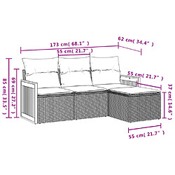 Avis vidaXL Salon de jardin 4 pcs avec coussins noir résine tressée