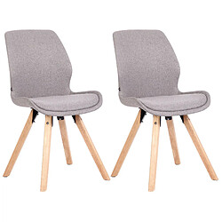 Decoshop26 Lot de 2 chaises de salle à manger en tissu gris style scandinave pieds bois CDS101131 