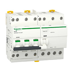 disjoncteur différentiel - idd40n - tdg - 3p+n - 40a - courbe c - 30 ma - type ac - 10 ka - schneider electric a9dv3740