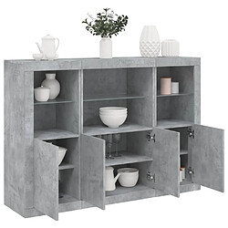 Maison Chic Lot de 3 Commode Buffet - Meuble de rangements avec lumières LED gris béton bois d'ingénierie -GKD42318