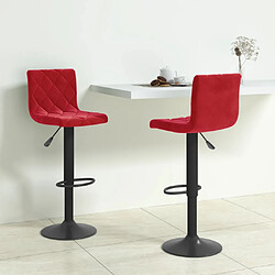 vidaXL Tabourets de bar lot de 2 rouge bordeaux velours 