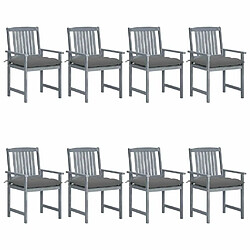 Maison Chic Lot de 8 Chaises de jardin avec coussins | chaises d'extérieur | Fauteuil Relax Bois d'acacia solide Gris -GKD50620