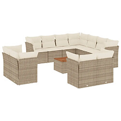 Maison Chic Salon de jardin avec coussins 12 pcs, Ensemble Tables et chaises de jardin, beige résine tressée -GKD383630