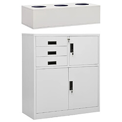 vidaXL Armoire de bureau avec jardinière Gris clair 90x40x125 cm Acier 