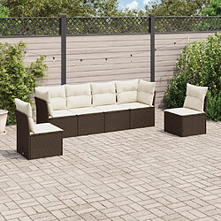 Maison Chic Salon de jardin avec coussins 6 pcs, Ensemble Tables et chaises de jardin, marron résine tressée -GKD215933