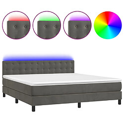 vidaXL Sommier à lattes de lit matelas et LED Gris foncé 160x200 cm