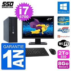 PC HP ProDesk 400 G3 SFF Ecran 27" Core i7-6700 RAM 8Go SSD 2To Windows 10 Wifi · Occasion 