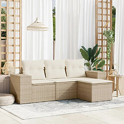 vidaXL Salon de jardin avec coussins 4 pcs beige résine tressée 