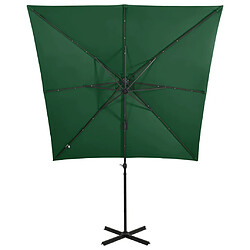 Acheter vidaXL Parasol de jardin en porte-à-faux et mât et lumières LED vert