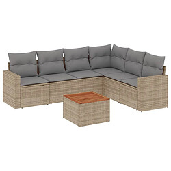 vidaXL Salon de jardin avec coussins 7 pcs beige résine tressée