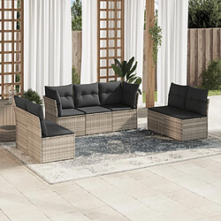 vidaXL Salon de jardin avec coussins 7 pcs gris clair résine tressée 