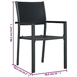 vidaXL Chaises de jardin lot de 2 Noir Plastique Aspect de rotin pas cher