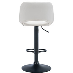 Avis Decoshop26 Tabourets de bar chaises haute x2 avec repose-pieds en PVC blanc piètement métallique noir 10_0004064