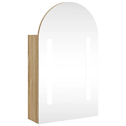 Maison Chic Armoire de bain à miroir,Meuble haut de rangement de salle de bain avec LED arquée chêne 42x13x70 cm -GKD640451