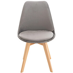 Decoshop26 Lot de 4 chaises de salle à manger design scandinave en tissu velours gris pieds bois clair CDS10385