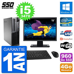 PC Lenovo M92p SFF Ecran 19" Intel i5-3470 RAM 4Go SSD 960Go Windows 10 Wifi · Occasion 