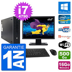 PC HP 600 G1 SFF Ecran 22" Intel i7-4790 RAM 16Go Disque 500Go Windows 10 Wifi · Occasion 