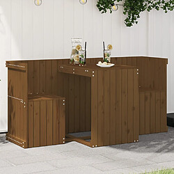 vidaXL Set de balcon 2 places marron miel bois de pin massif 