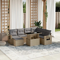 vidaXL Salon de jardin avec coussins 8 pcs beige résine tressée 